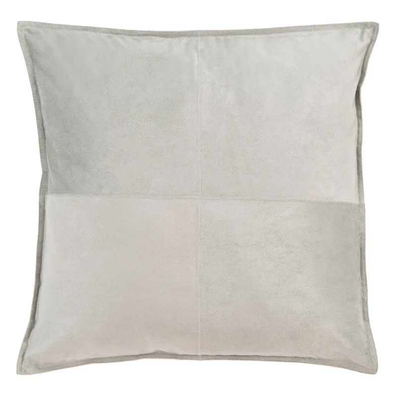 Karya 19" Square Faux Suede Decorative Pillow in Neutral Grey
