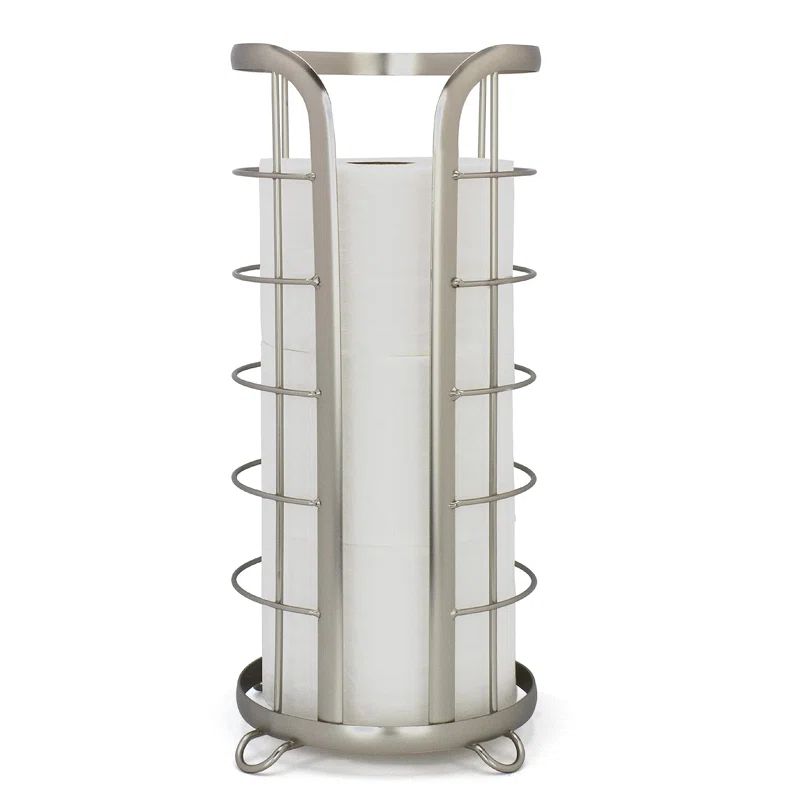 Nickel Freestanding Modern Toilet Paper Holder