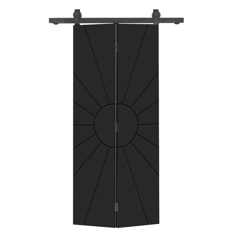 Black 26" x 80" Modern Bi-Fold Barn Door with Sliding Hardware Kit