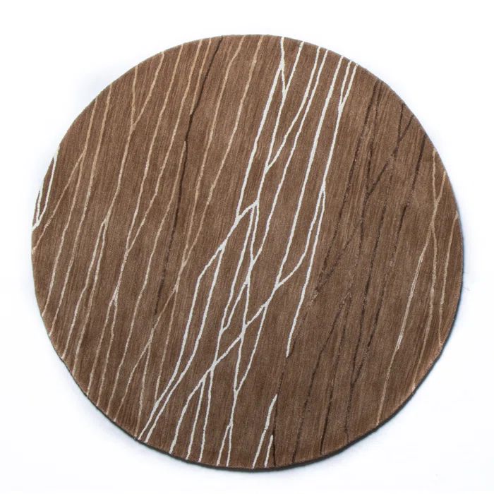 Round 8' Cinnamon Wool and Viscose Abstract Area Rug