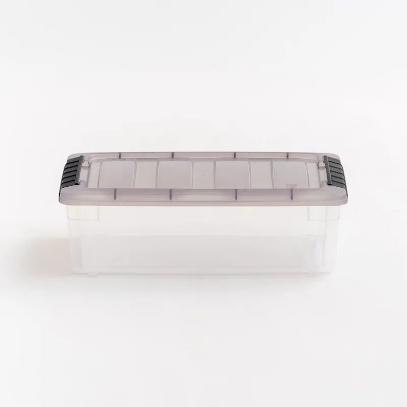Modular Clear Plastic Stackable Lidded Box, 16.1" x 6.5"