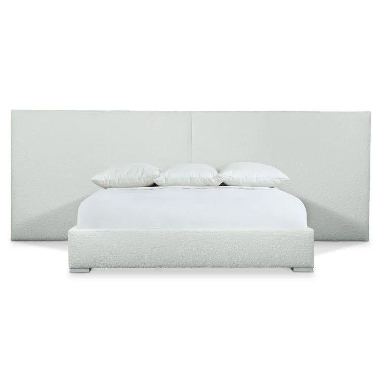 Gray King Upholstered Wood Frame Bed with Tufted Headboard