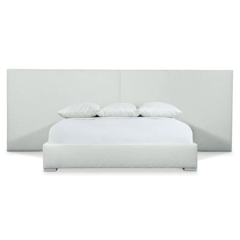 Gray King Upholstered Wood Frame Bed with Tufted Headboard