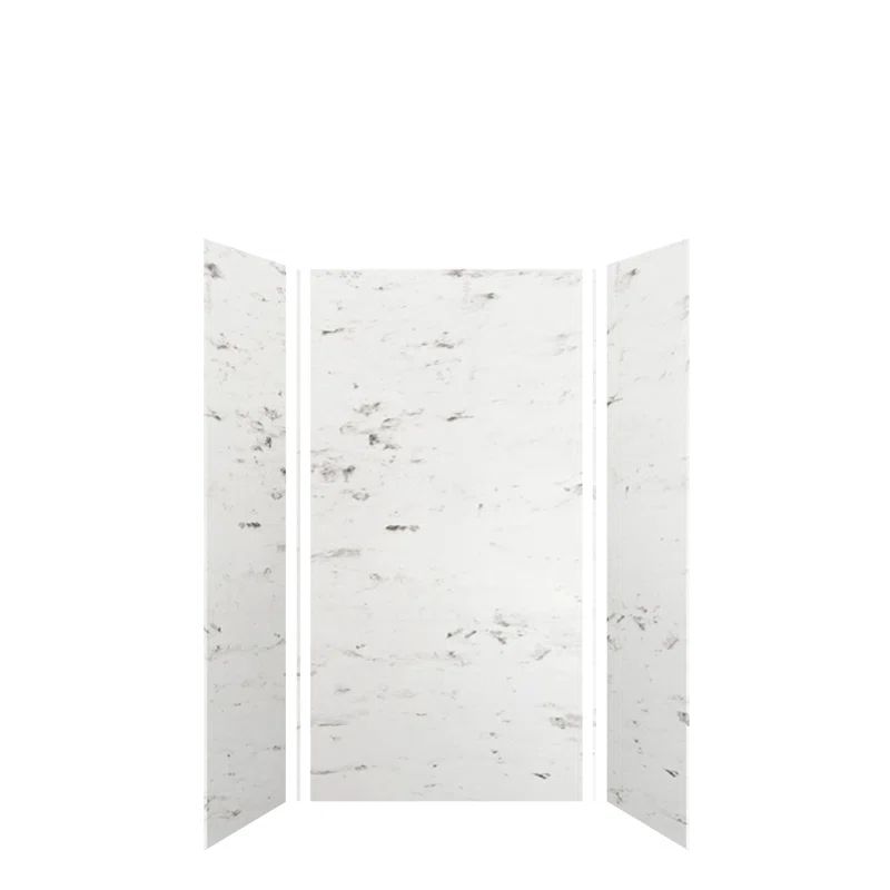 White Marble 72" x 36" Solid Surface Shower Wall Kit