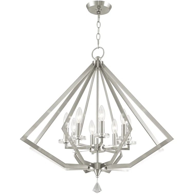 Brushed Nickel and Crystal 8-Light Candle Chandelier
