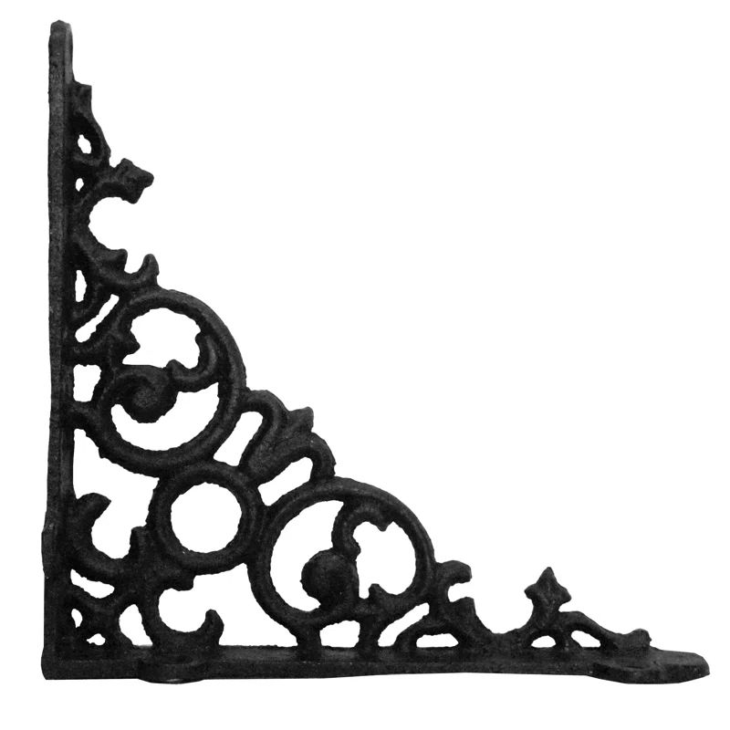 Small Black Cast Iron Victorian Scroll Shelf Brackets, Pack of 4