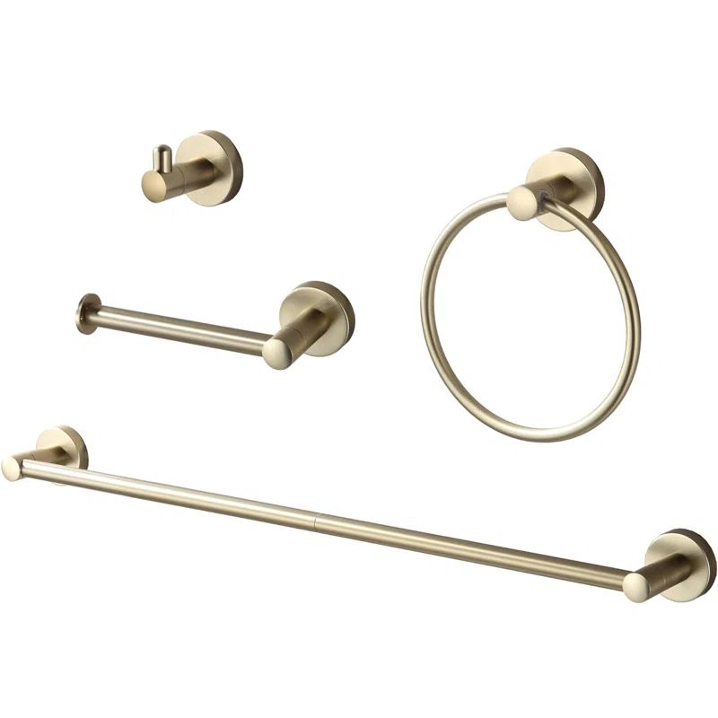 Brushed Gold 24" Wrought Iron 4-Piece Bathroom Hardware Set