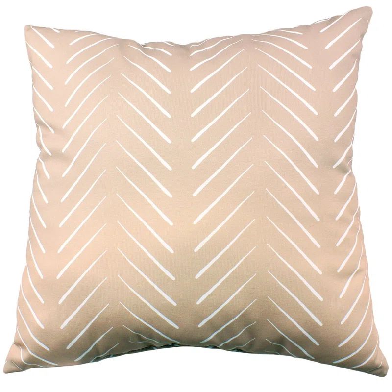 Taupe and White Chevron Polyester Square Decorative Pillow