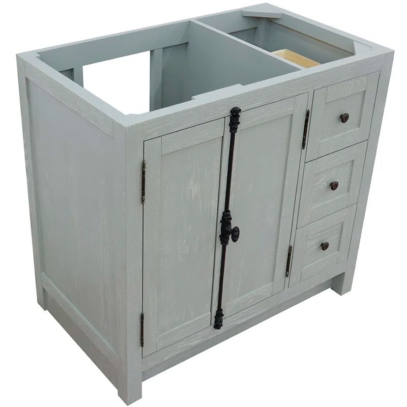 Gray Ash 36" Freestanding Single Solid Wood Vanity Cabinet