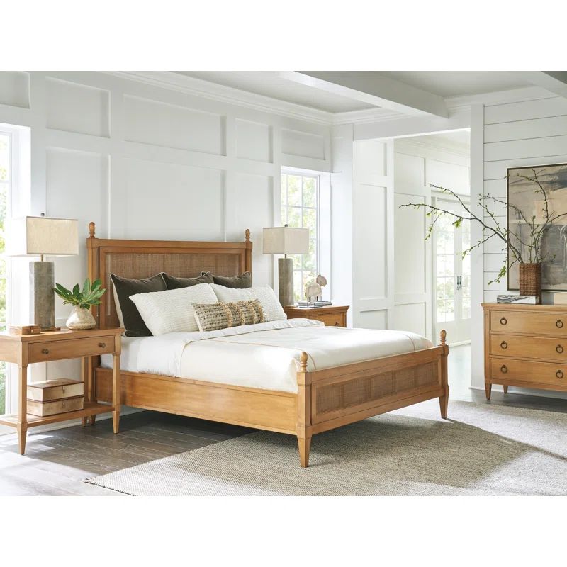 Queen Brown Wood Frame Poster Bed with Headboard