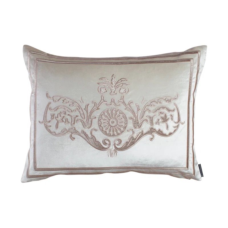 Ivory Champagne Velvet Lumbar Pillow with Feather Insert
