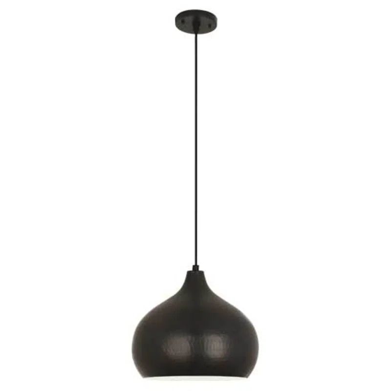 Dal 14" Deep Patina Bronze Hammered Metal Pendant Light