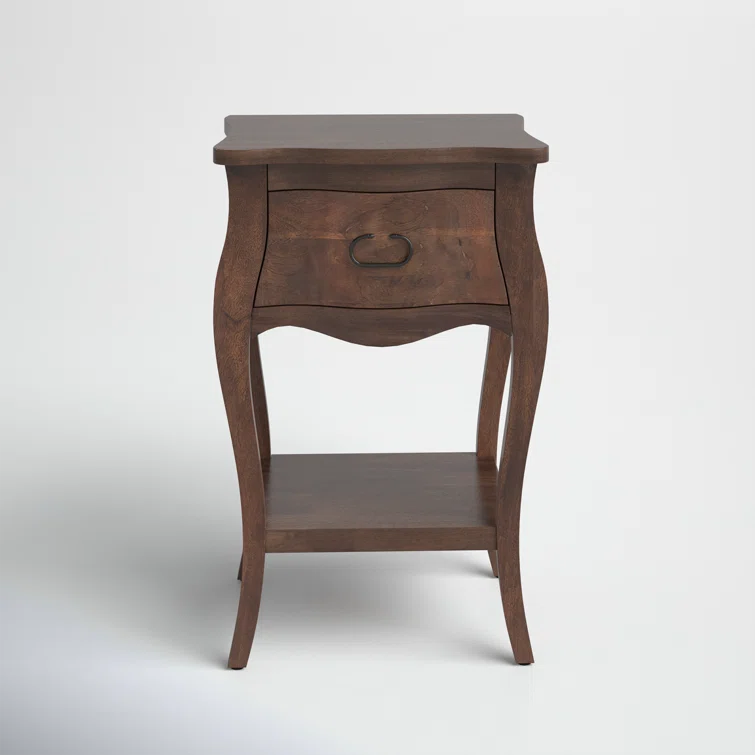 Esmerelda Transitional Mango Wood & Iron 1-Drawer Nightstand