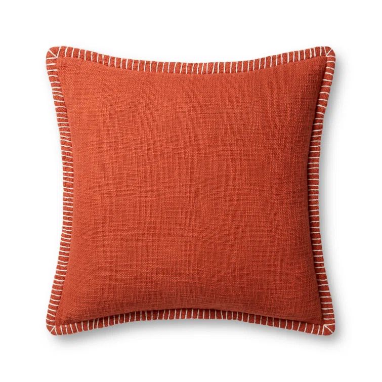 Gray Cotton Lumbar Throw Pillow with Piped Edges