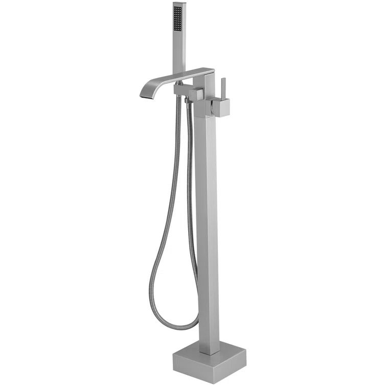 Brushed Nickel Freestanding Tub Faucet with Hand Shower