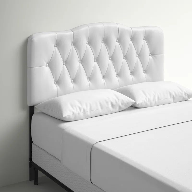 Annabel White Faux Leather Queen Tufted Headboard