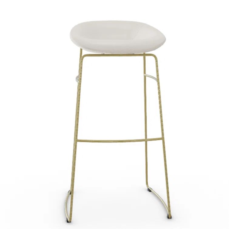 Ergonomic Palm Gray Skuba Upholstered Counter Stool with Chromed Metal Frame