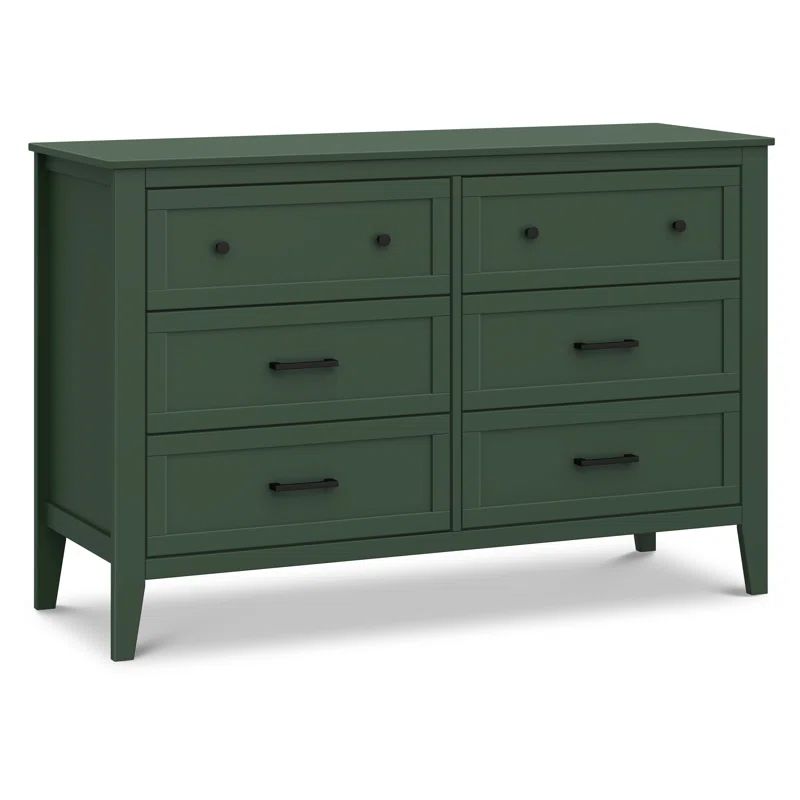 Forest Green Painted Double Nursery Dresser with 6 Drawers