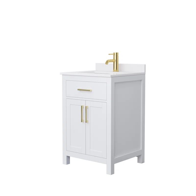 Beckett 24-Inch White Marble Top Single Sink Vanity