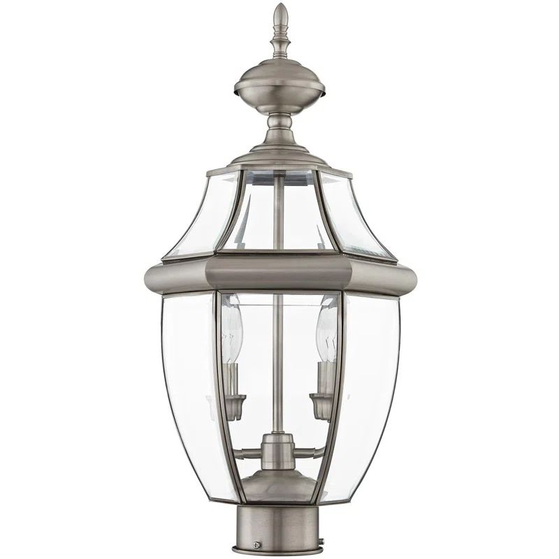 Monterey Colonial Style Brushed Nickel 2-Light Outdoor Lantern