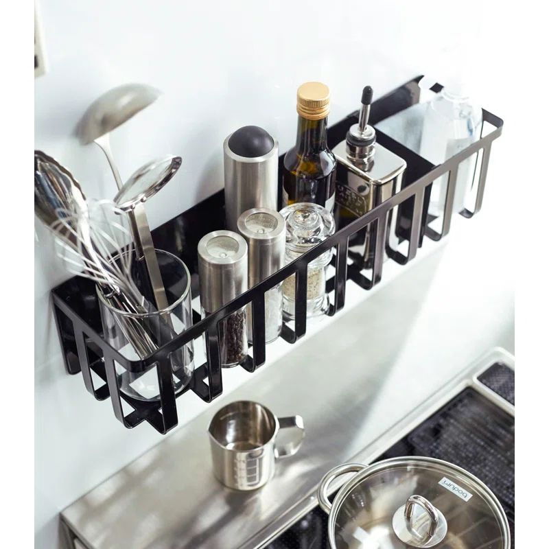 Black Steel Magnetic Kitchen Storage Basket