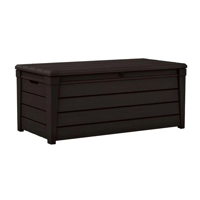 Keter Brown 120 Gallon Lockable Plastic Wicker Deck Box