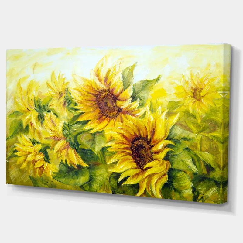 Bright Yellow Sunflowers Canvas Art Print, 12" x 20"