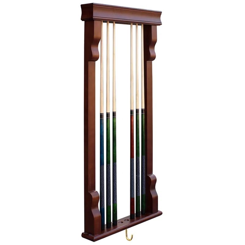 Rich Mahogany Wall Mounted Billiard Cue Rack