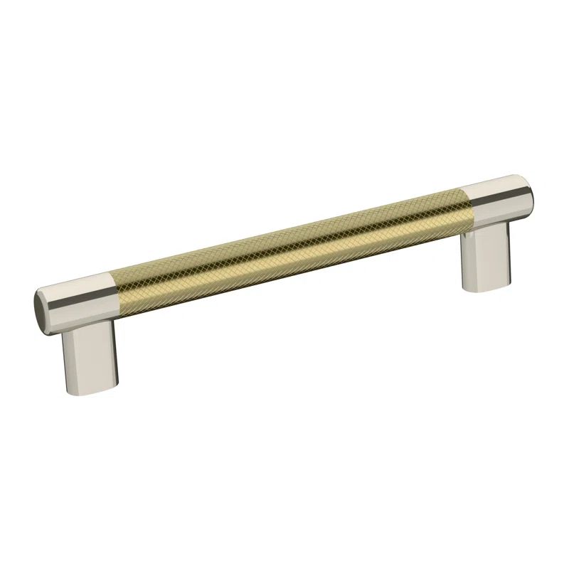 Polished Nickel and Gold Modern Cabinet Pull with Mounting Hardware