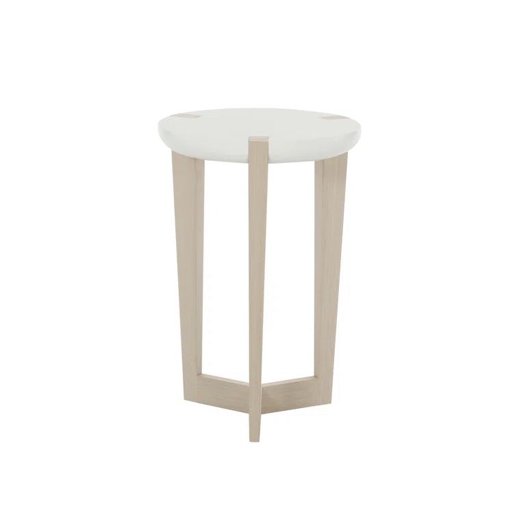 Gray and White Round Maple Veneer Chairside Table