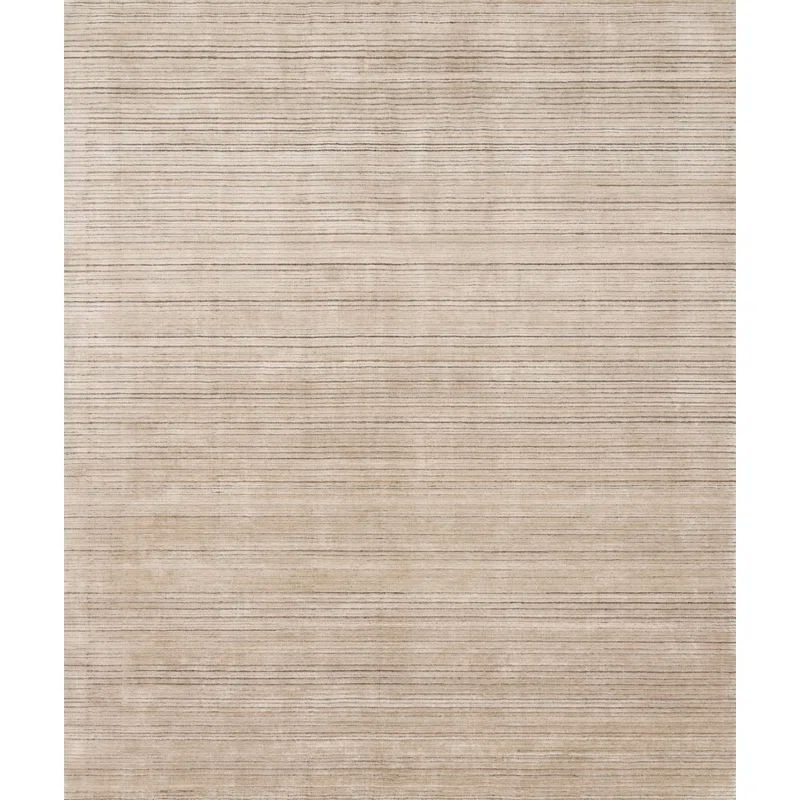 Oatmeal Stripe Hand-Loomed Wool & Viscose Rug - 7'9" x 9'9"