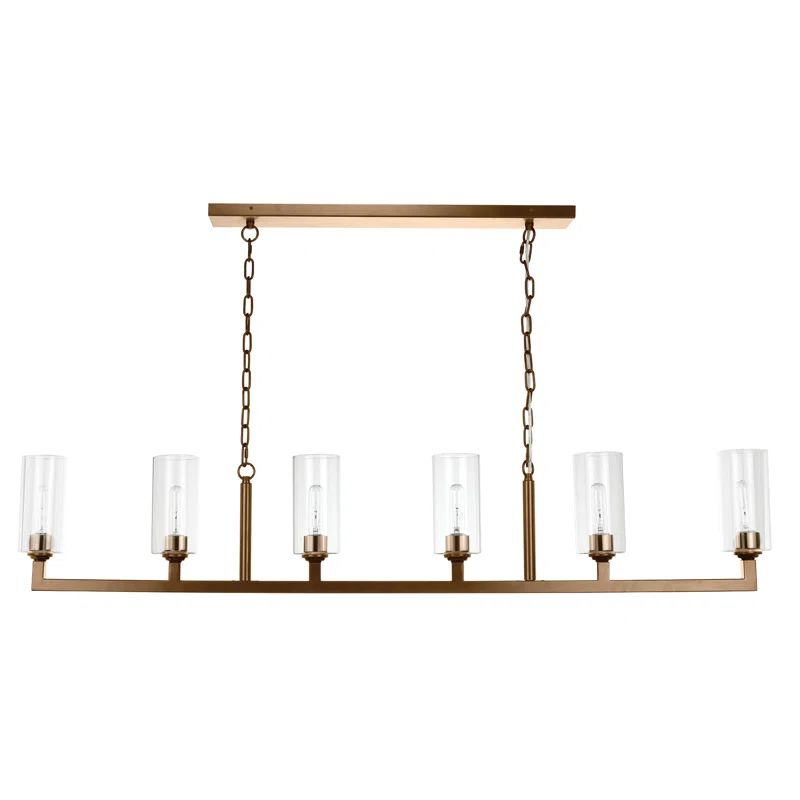Antique Brass and Clear Glass 6-Light Sputnik Chandelier