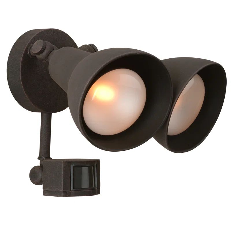 Rust Finish Dual Cone Security Flood Light with Motion Sensor