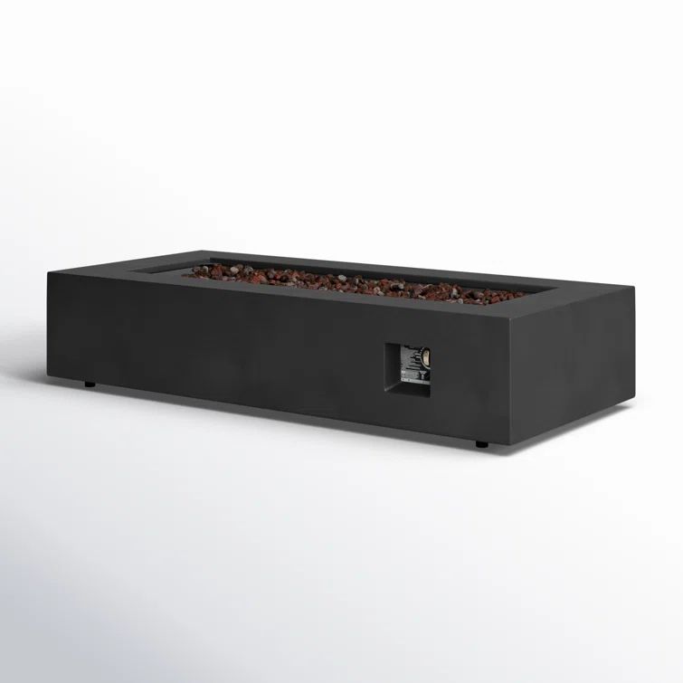 Aegean Black Powder-Coated Steel Gas Fire Pit Table