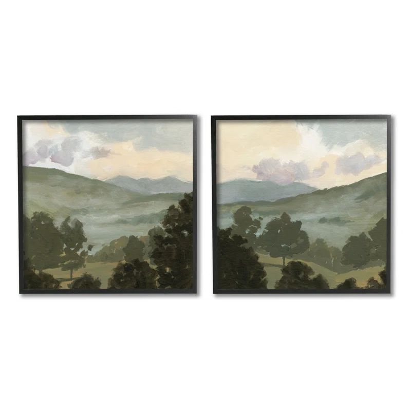 Rural Hills Landscape Print on Canvas with Black Frame, 12" x 12"