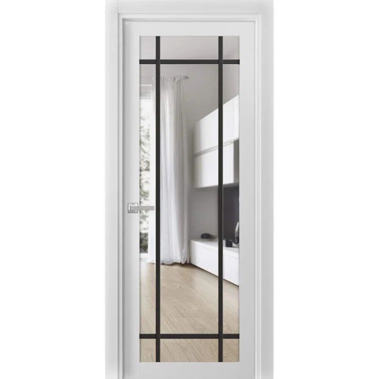 Lucia 28" x 80" White Solid Pine French Door with Clear Glass