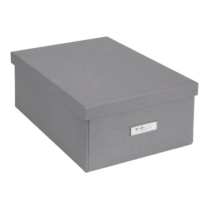 Gray Collapsible Fiberboard Storage Box with Lift-Off Lid