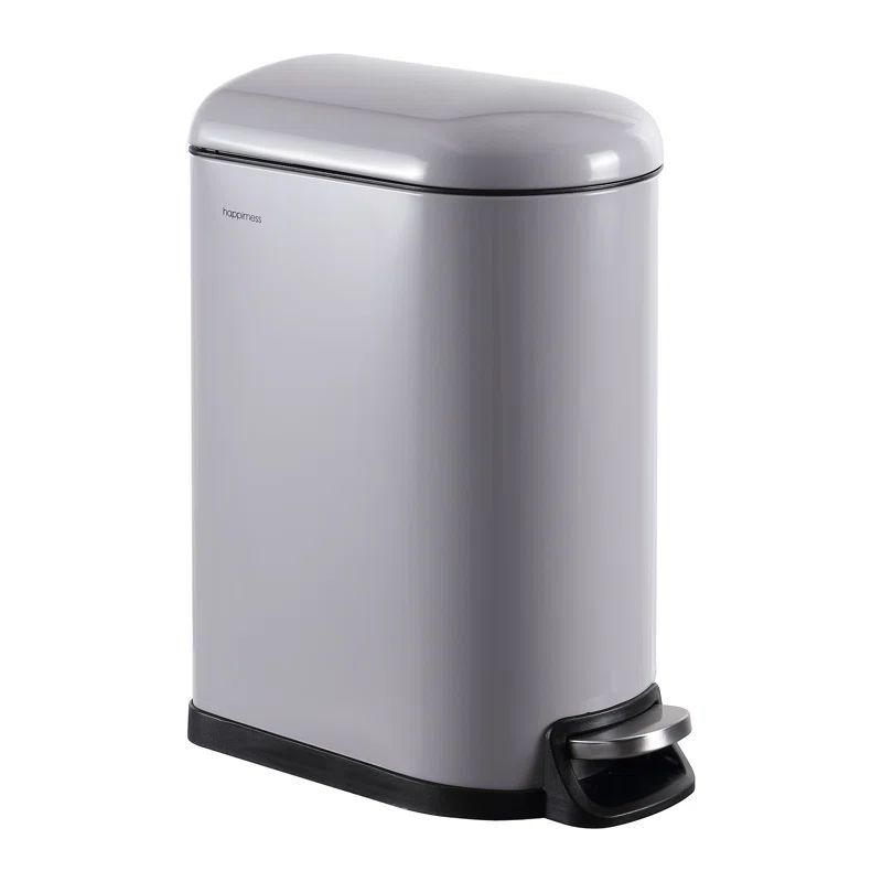 Fog Gray Stainless Steel Step-Open Trash Can for Office