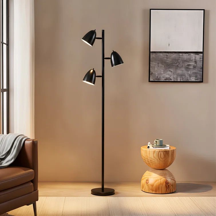 Jacob 64" Black Adjustable Multi-Head LED Floor Lamp