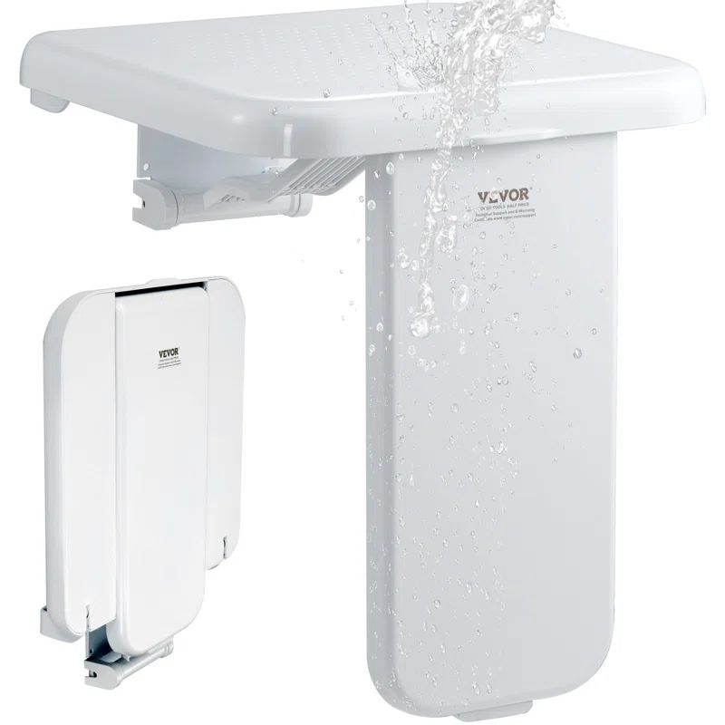 White Foldable ABS Wall Mounted Shower Seat