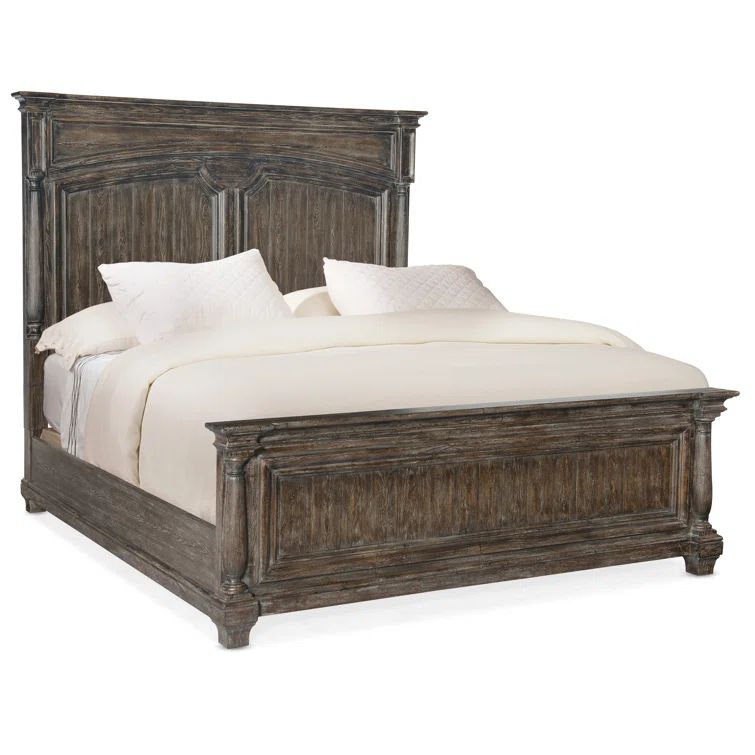 Maduro Traditional King Panel Bed with Pine Wood Frame