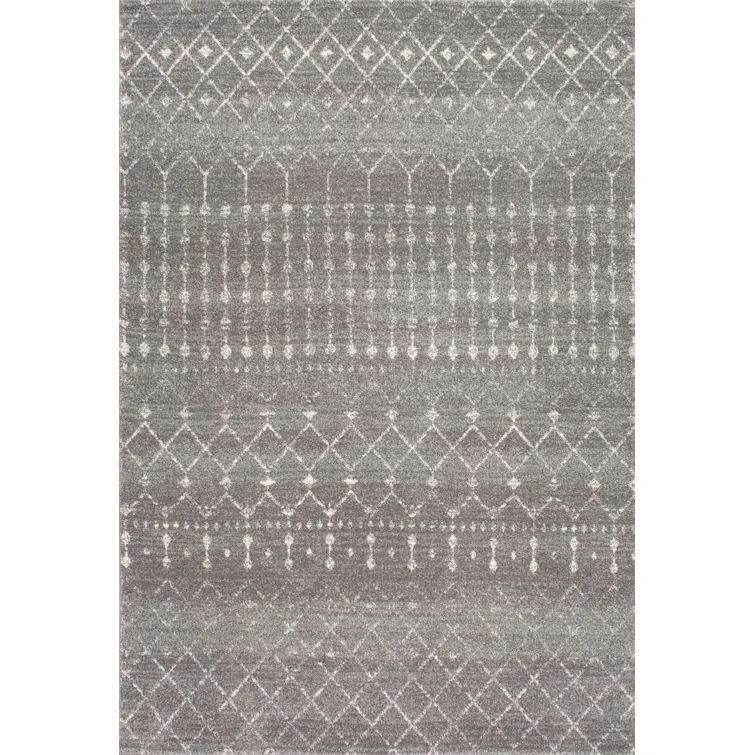 Dark Grey 4' x 6' Synthetic Moroccan Area Rug