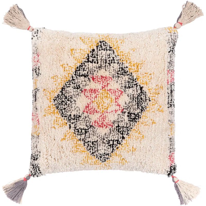 Nador Black and Cream Embroidered Cotton Pillow