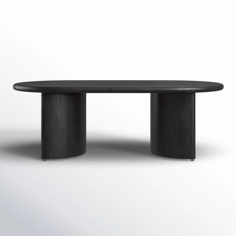 Aged Black Acacia Oval Coffee Table with Storage