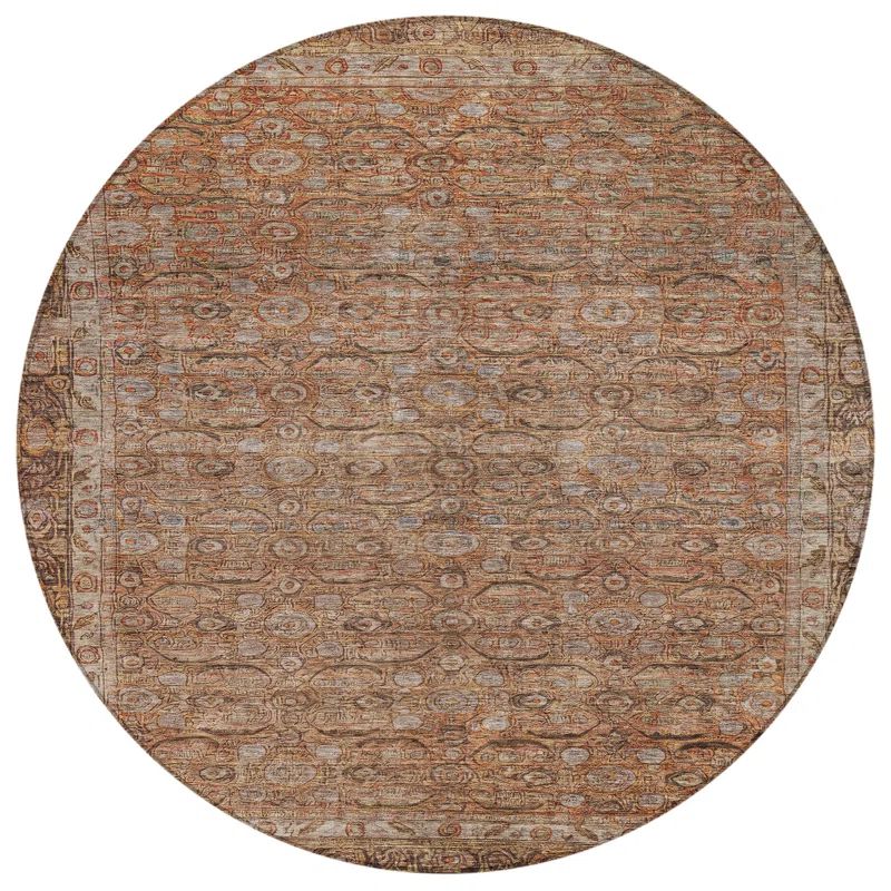 Copper Rectangular Washable Synthetic Indoor/Outdoor Rug