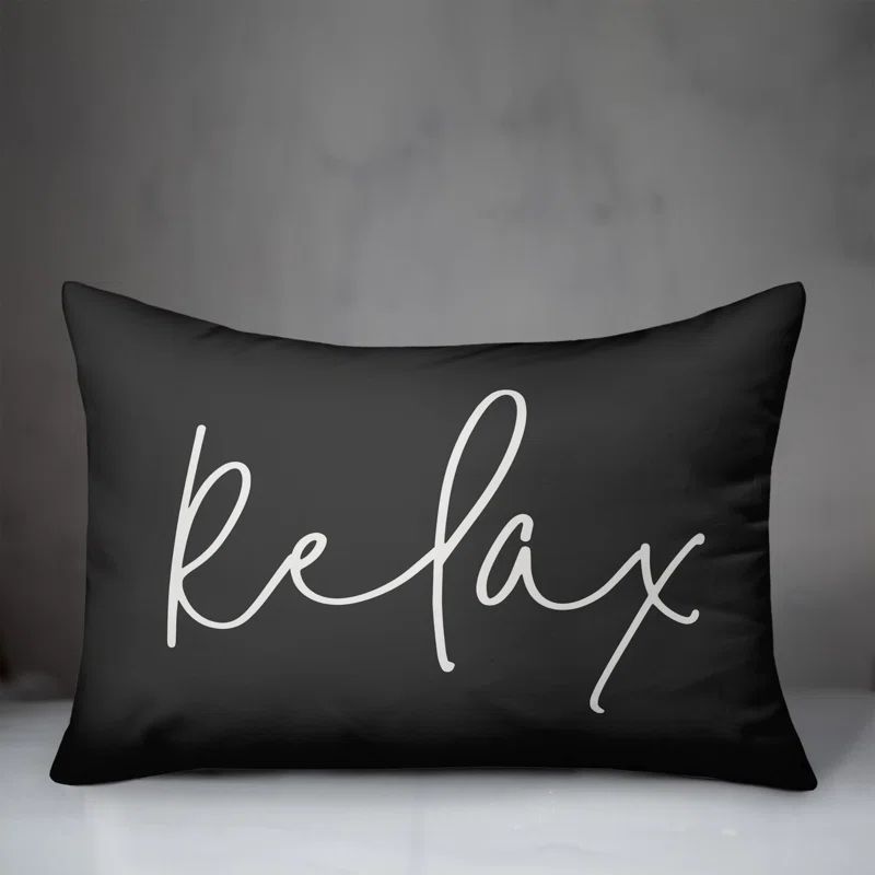 Relax Script Black and White 14x20 Indoor/Outdoor Pillow