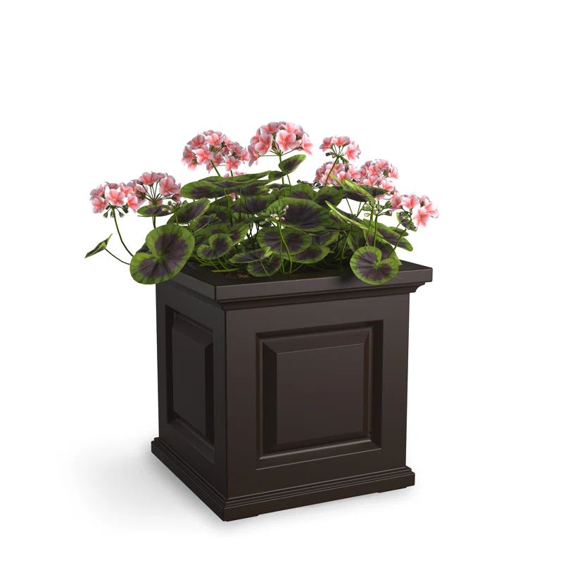 Nantucket Espresso 16" Square Self-Watering Polyethylene Planter