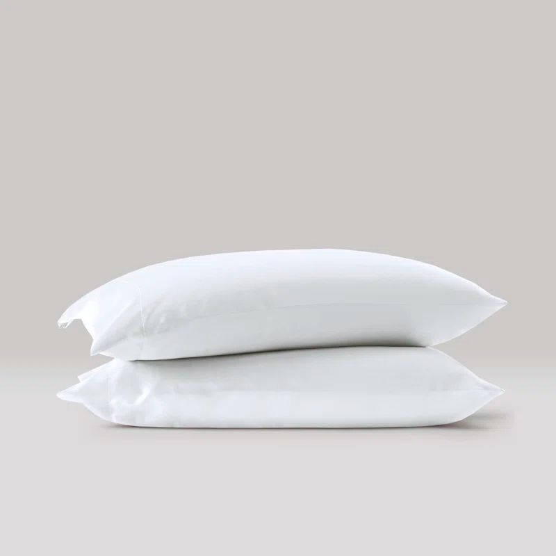 White Satin Hypoallergenic Standard Pillowcase Set