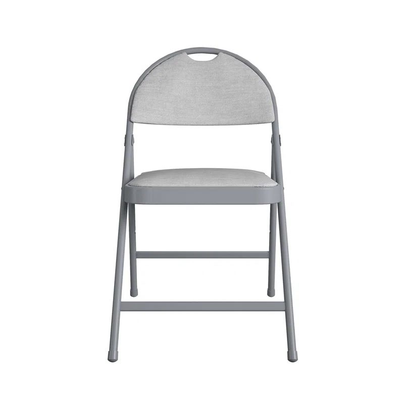 Gray Fabric and Metal Padded Folding Chair Set