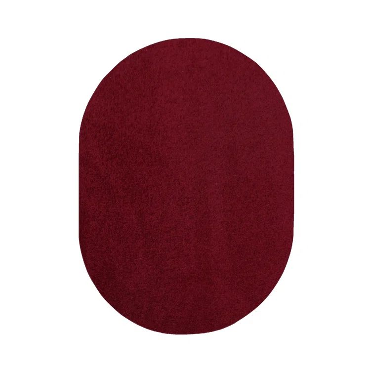 Burgundy Oval Synthetic Kids Rug, 2' x 4'